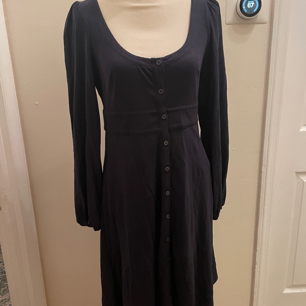 Boden Navy Long Sleeve Button-Down Dress